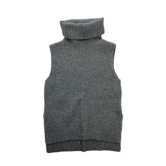 Madewell Merino Wool Turtleneck Sweater Vest Women's Small Gray Sleeveless Top - Picture 1 of 7